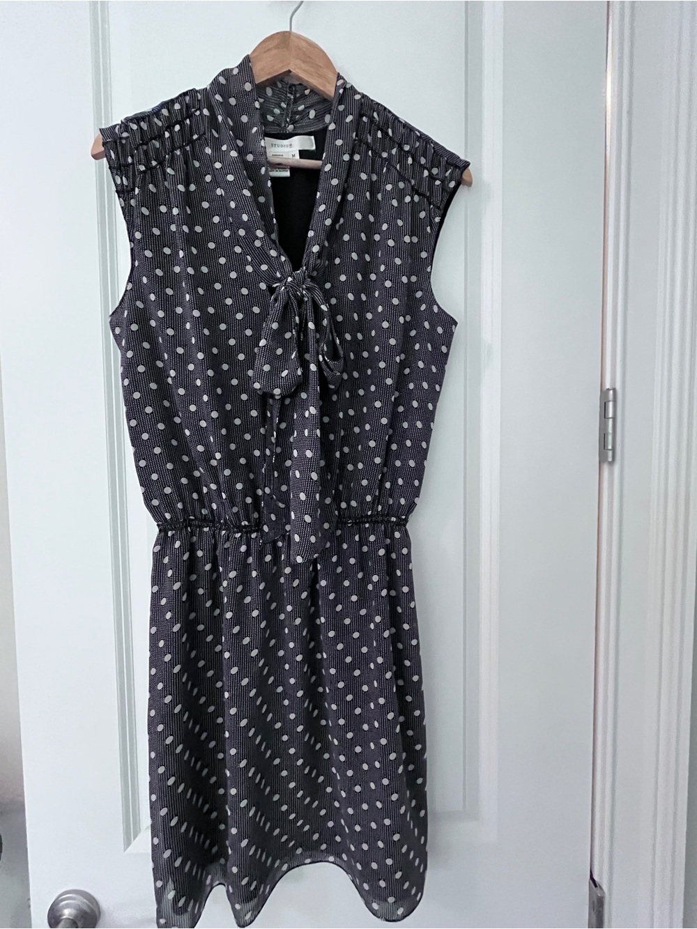 Studio M Polkadot Dress with Bow Tie-Size M
